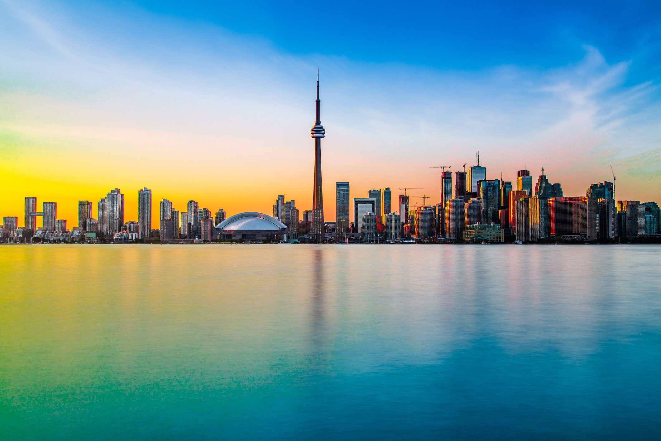 Toronto, Ontario, Canada, city skyline at dawn.